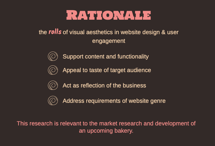 Slide explaining the rationale behind the UX study - All Baked Up project by Mili Khatri