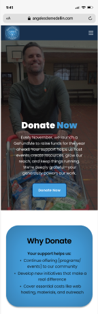 Mobile view of the Donate page - Angeles de Medellín redesign by Mili Khatri